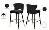 Kelly Velvet / Engineered Wood / Metal / Foam Contemporary Black Velvet Stool - 22" W x 19" D x 38.5" H