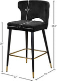 Kelly Velvet / Engineered Wood / Metal / Foam Contemporary Black Velvet Stool - 22" W x 19" D x 38.5" H