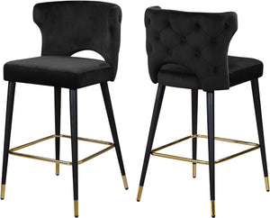 Kelly Velvet / Engineered Wood / Metal / Foam Contemporary Black Velvet Stool - 22" W x 19" D x 38.5" H