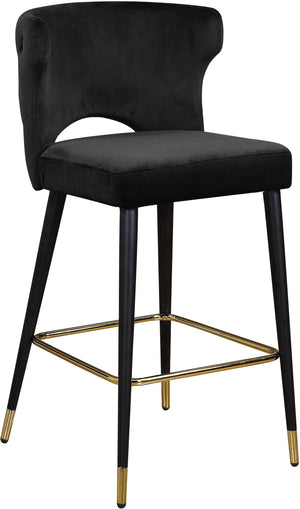 Kelly Velvet / Engineered Wood / Metal / Foam Contemporary Black Velvet Stool - 22" W x 19" D x 38.5" H