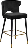 Kelly Velvet / Engineered Wood / Metal / Foam Contemporary Black Velvet Stool - 22" W x 19" D x 38.5" H