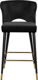 Kelly Velvet / Engineered Wood / Metal / Foam Contemporary Black Velvet Stool - 22" W x 19" D x 38.5" H