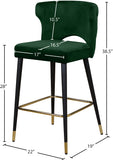 Kelly Velvet / Engineered Wood / Metal / Foam Contemporary Green Velvet Stool - 22" W x 19" D x 38.5" H