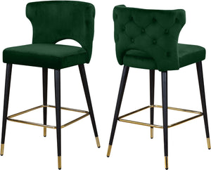 Kelly Velvet / Engineered Wood / Metal / Foam Contemporary Green Velvet Stool - 22" W x 19" D x 38.5" H