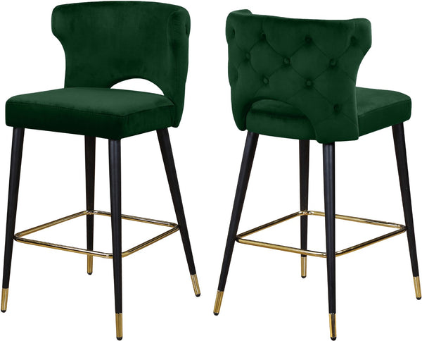 Kelly Velvet / Engineered Wood / Metal / Foam Contemporary Green Velvet Stool - 22" W x 19" D x 38.5" H