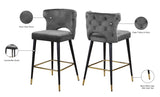 Kelly Velvet / Engineered Wood / Metal / Foam Contemporary Grey Velvet Stool - 22" W x 19" D x 38.5" H