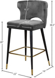 Kelly Velvet / Engineered Wood / Metal / Foam Contemporary Grey Velvet Stool - 22" W x 19" D x 38.5" H