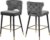 Kelly Velvet / Engineered Wood / Metal / Foam Contemporary Grey Velvet Stool - 22" W x 19" D x 38.5" H