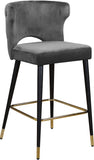 Kelly Velvet / Engineered Wood / Metal / Foam Contemporary Grey Velvet Stool - 22" W x 19" D x 38.5" H