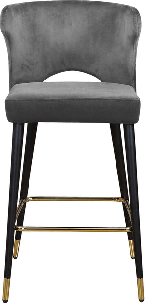 Kelly Velvet / Engineered Wood / Metal / Foam Contemporary Grey Velvet Stool - 22" W x 19" D x 38.5" H