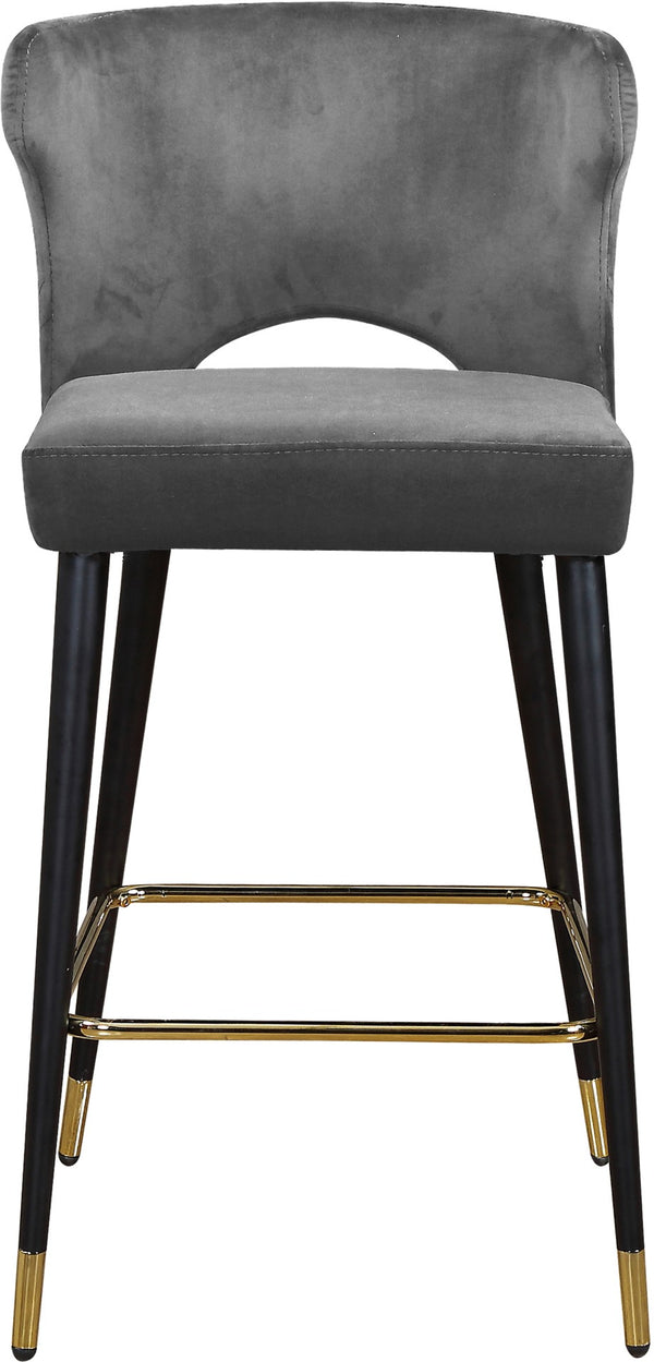 Kelly Velvet / Engineered Wood / Metal / Foam Contemporary Grey Velvet Stool - 22" W x 19" D x 38.5" H