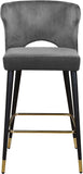 Kelly Velvet / Engineered Wood / Metal / Foam Contemporary Grey Velvet Stool - 22" W x 19" D x 38.5" H