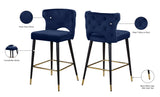 Kelly Velvet / Engineered Wood / Metal / Foam Contemporary Navy Velvet Stool - 22" W x 19" D x 38.5" H