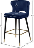 Kelly Velvet / Engineered Wood / Metal / Foam Contemporary Navy Velvet Stool - 22" W x 19" D x 38.5" H