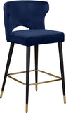 Kelly Velvet / Engineered Wood / Metal / Foam Contemporary Navy Velvet Stool - 22" W x 19" D x 38.5" H