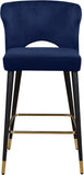 Kelly Velvet / Engineered Wood / Metal / Foam Contemporary Navy Velvet Stool - 22" W x 19" D x 38.5" H