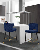 Kelly Velvet / Engineered Wood / Metal / Foam Contemporary Navy Velvet Stool - 22" W x 19" D x 38.5" H