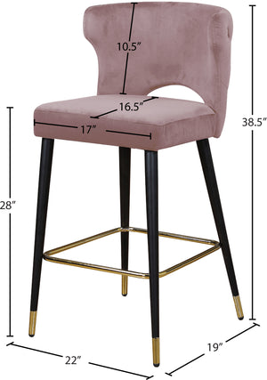 Kelly Velvet / Engineered Wood / Metal / Foam Contemporary Pink Velvet Stool - 22" W x 19" D x 38.5" H