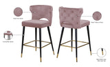 Kelly Velvet / Engineered Wood / Metal / Foam Contemporary Pink Velvet Stool - 22" W x 19" D x 38.5" H