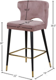 Kelly Velvet / Engineered Wood / Metal / Foam Contemporary Pink Velvet Stool - 22" W x 19" D x 38.5" H