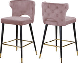 Kelly Velvet / Engineered Wood / Metal / Foam Contemporary Pink Velvet Stool - 22" W x 19" D x 38.5" H