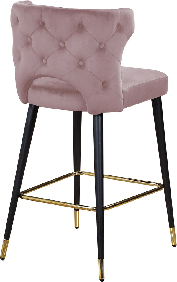Kelly Velvet / Engineered Wood / Metal / Foam Contemporary Pink Velvet Stool - 22" W x 19" D x 38.5" H