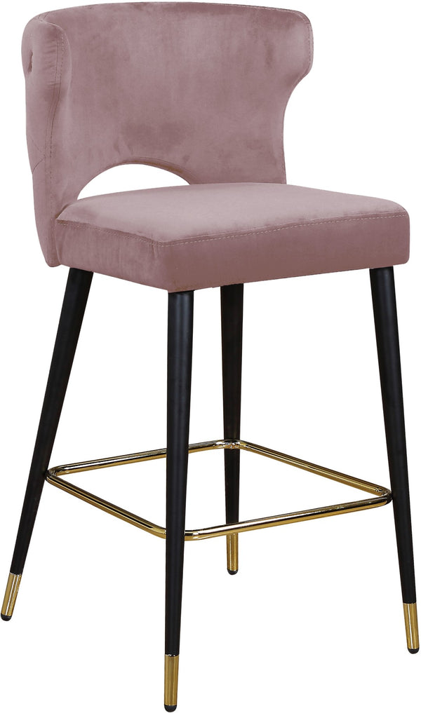 Kelly Velvet / Engineered Wood / Metal / Foam Contemporary Pink Velvet Stool - 22" W x 19" D x 38.5" H
