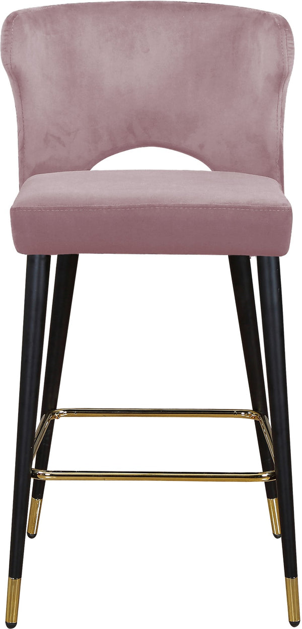 Kelly Velvet / Engineered Wood / Metal / Foam Contemporary Pink Velvet Stool - 22" W x 19" D x 38.5" H