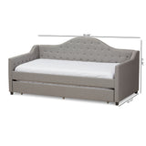 Baxton Studio Perry Modern and Contemporary Light Grey Fabric Daybed with Trundle