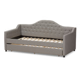 Baxton Studio Perry Modern and Contemporary Light Grey Fabric Daybed with Trundle