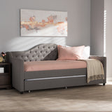 Baxton Studio Perry Modern and Contemporary Light Grey Fabric Daybed with Trundle