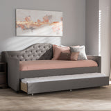 Baxton Studio Perry Modern and Contemporary Light Grey Fabric Daybed with Trundle