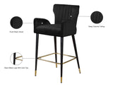 Luxe Velvet / Engineered Wood / Metal / Foam Contemporary Black Velvet Stool - 21.5" W x 20" D x 39" H