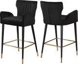 Luxe Velvet / Engineered Wood / Metal / Foam Contemporary Black Velvet Stool - 21.5" W x 20" D x 39" H