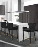 Luxe Velvet / Engineered Wood / Metal / Foam Contemporary Black Velvet Stool - 21.5" W x 20" D x 39" H