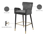 Luxe Velvet / Engineered Wood / Metal / Foam Contemporary Grey Velvet Stool - 21.5" W x 20" D x 39" H