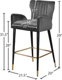 Luxe Velvet / Engineered Wood / Metal / Foam Contemporary Grey Velvet Stool - 21.5" W x 20" D x 39" H