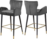 Luxe Velvet / Engineered Wood / Metal / Foam Contemporary Grey Velvet Stool - 21.5" W x 20" D x 39" H