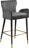 Luxe Velvet / Engineered Wood / Metal / Foam Contemporary Grey Velvet Stool - 21.5" W x 20" D x 39" H