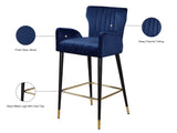 Luxe Velvet / Engineered Wood / Metal / Foam Contemporary Navy Velvet Stool - 21.5" W x 20" D x 39" H