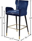 Luxe Velvet / Engineered Wood / Metal / Foam Contemporary Navy Velvet Stool - 21.5" W x 20" D x 39" H