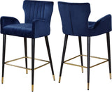 Luxe Velvet / Engineered Wood / Metal / Foam Contemporary Navy Velvet Stool - 21.5" W x 20" D x 39" H