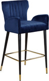 Luxe Velvet / Engineered Wood / Metal / Foam Contemporary Navy Velvet Stool - 21.5" W x 20" D x 39" H