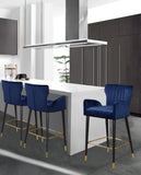 Luxe Velvet / Engineered Wood / Metal / Foam Contemporary Navy Velvet Stool - 21.5" W x 20" D x 39" H