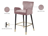 Luxe Velvet / Engineered Wood / Metal / Foam Contemporary Pink Velvet Stool - 21.5" W x 20" D x 39" H