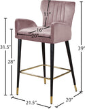 Luxe Velvet / Engineered Wood / Metal / Foam Contemporary Pink Velvet Stool - 21.5" W x 20" D x 39" H