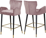 Luxe Velvet / Engineered Wood / Metal / Foam Contemporary Pink Velvet Stool - 21.5" W x 20" D x 39" H