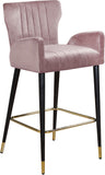 Luxe Velvet / Engineered Wood / Metal / Foam Contemporary Pink Velvet Stool - 21.5" W x 20" D x 39" H