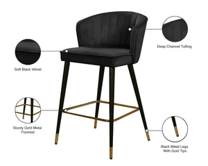 Cassie Velvet / Engineered Wood / Metal / Foam Contemporary Black Velvet Stool - 20" W x 21" D x 36.5" H