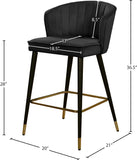 Cassie Velvet / Engineered Wood / Metal / Foam Contemporary Black Velvet Stool - 20" W x 21" D x 36.5" H